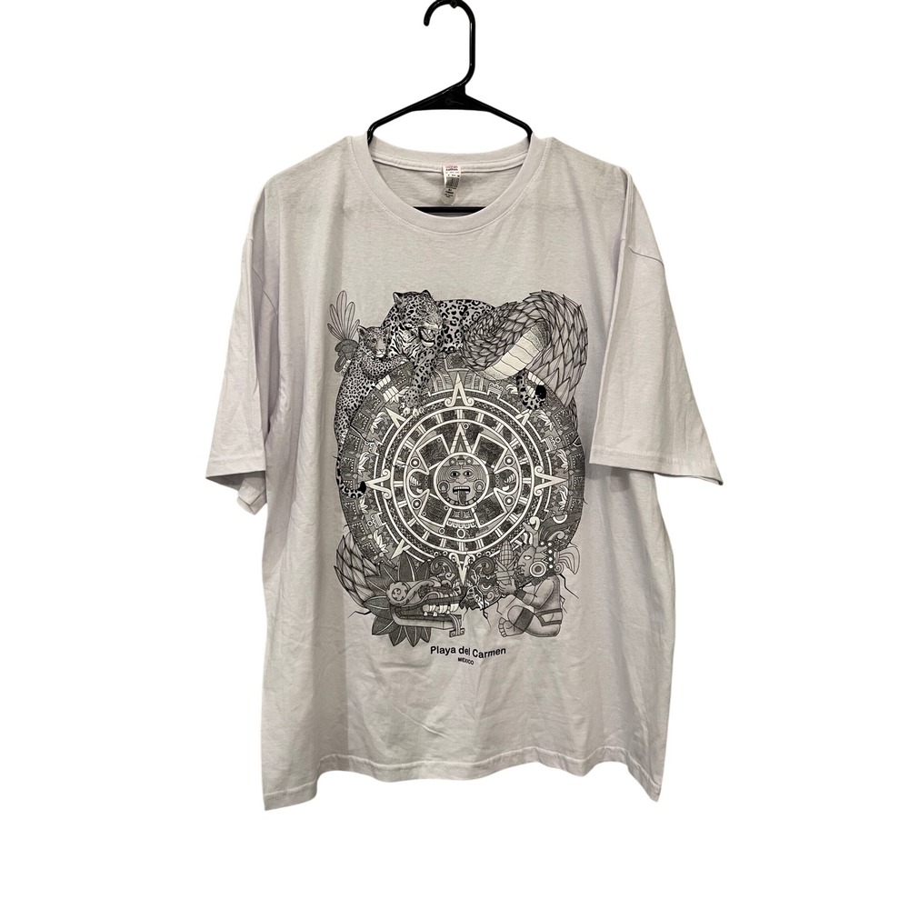 Playa del Carmen Mexico Aztec Calendar Graphic Tee Size XL